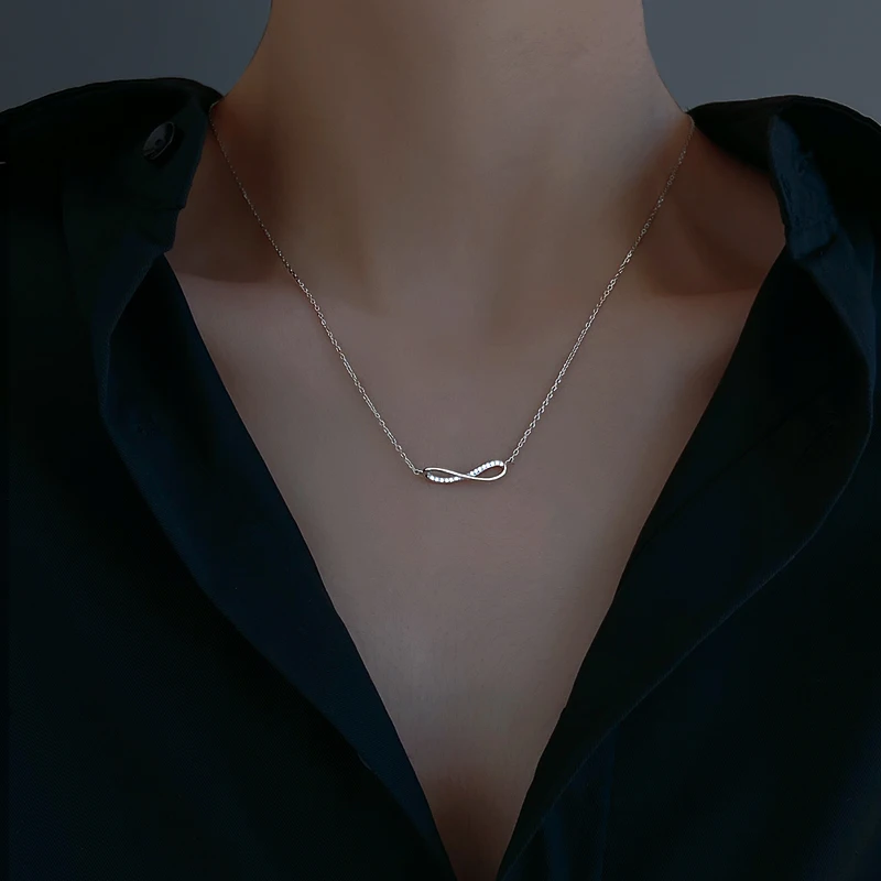 

925 Sterling Silver Geometric Necklace for Women 2021 New Trendy Mobius Strip Clavicle Chain Niche Design Necklace