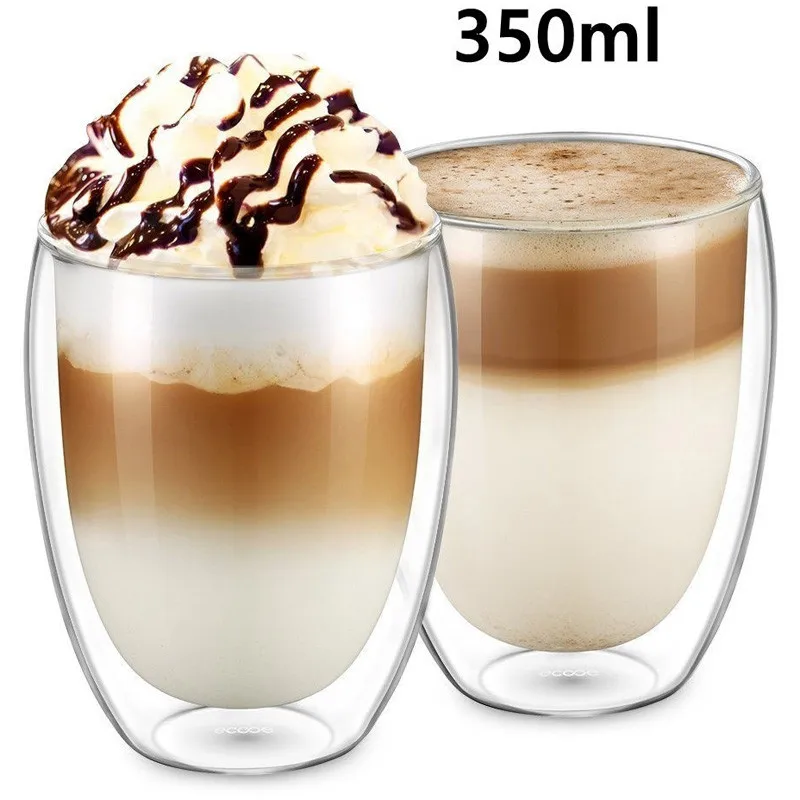 

2021 New 80ml/250ml/350ml/450ml Double Coffee Mug Glass Double-wall Insulation Tea Cup Drinkwear Health Regimen Mug Coffee Cup