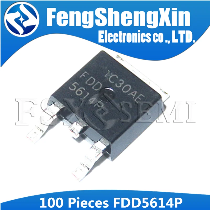 100 шт. FDD5614P FDD5614 TO-252 60V P-Channel PowerTrench MOSFET