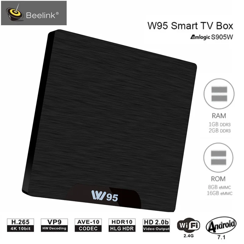 ТВ-приставка Beelink W95 Android 7,1 Amlogic S905W четырехъядерный 2 Гб ОЗУ 16 Гб ПЗУ телеприставка 2,4 ГБ Wifi HDMI2.0 телеприставка 4K медиаплеер