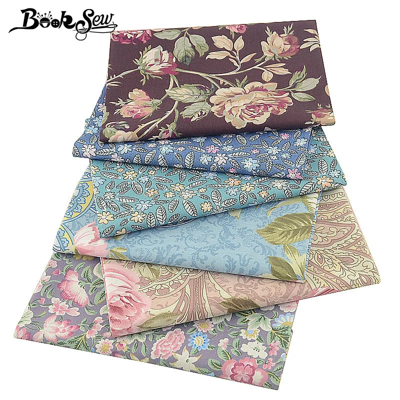 Booksew 6 PCS/lot 40x 50cm Scrapbooking Patchwork DIY Sewing Material Textile Tissu Coton Floral Fabric Cotton Twill Cloth