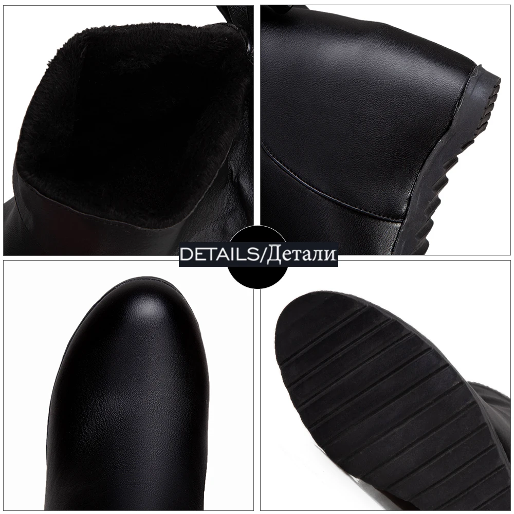 

WETKISS Big Size Sweet Girl Ankle Boots Butterfly Knot Height Increasing Shoes Woman High Heel Round Toe Winter Boot Princess