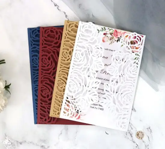 1X элегантная ажурная кружевная открытка с лазерной резкой для свадебного