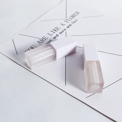 

New 5ml Empty Lip gloss Tubes Square shape,White Lid Clear Lip glaze tube Mini Sample vials Cosmetic Packing container