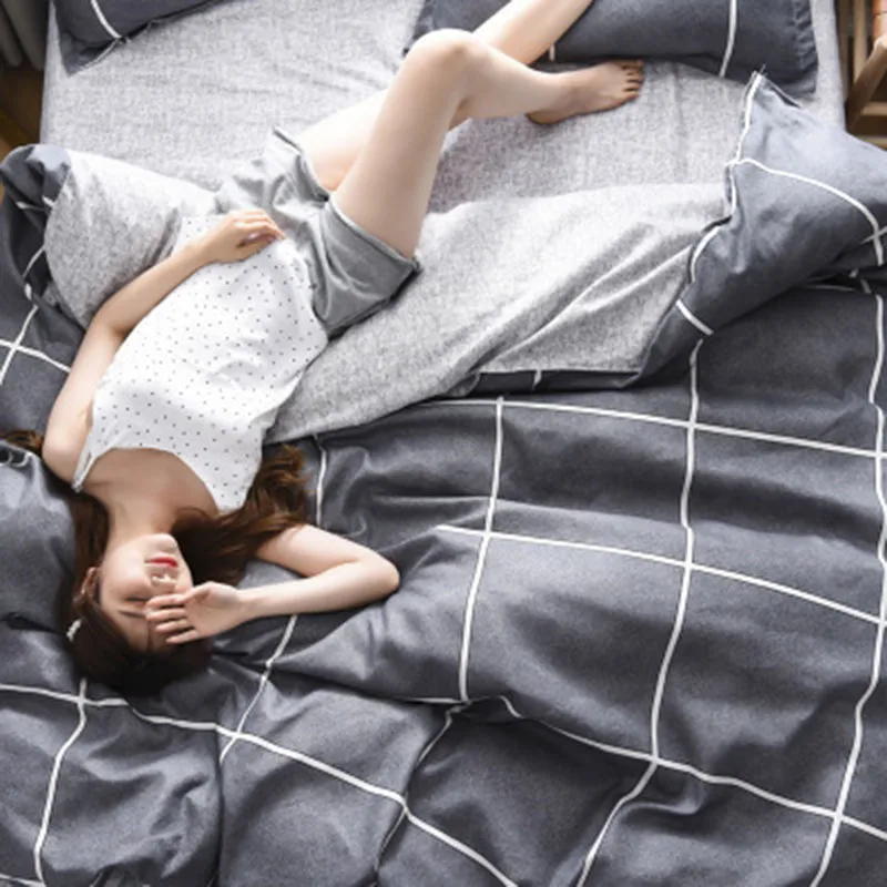 Aloe vera cotton four-piece suit three-piece bedding sanding quilt cover sheet pillowcase studentskin | Дом и сад
