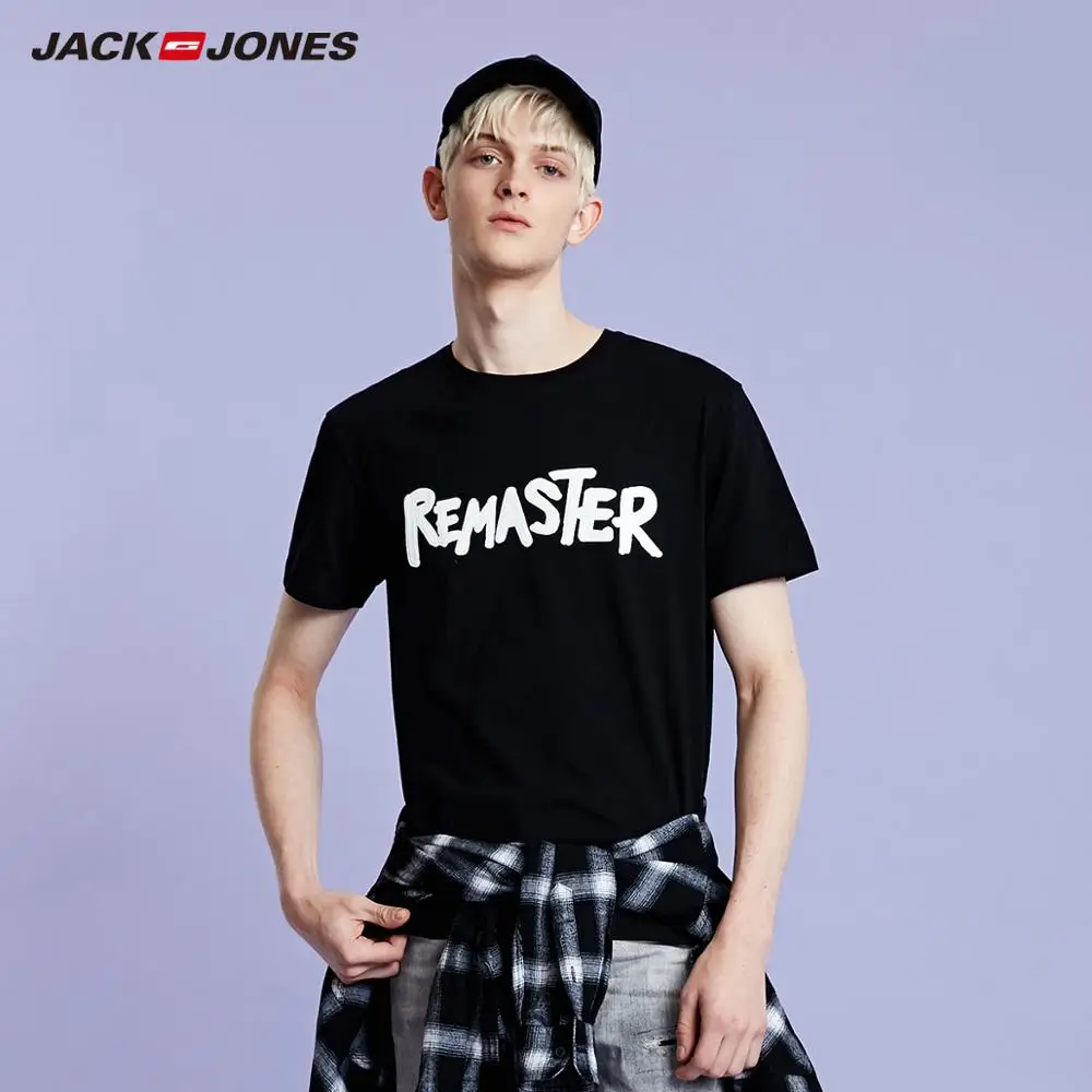 JackJones Мужская Новая мода 100% хлопок 3D с буквенным принтом Футболка коротким
