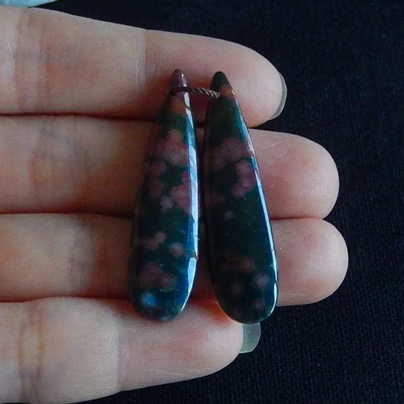 

Gemstone Ocean Jasper fashion women Earrings bead,40x10x4mm,5.9g
