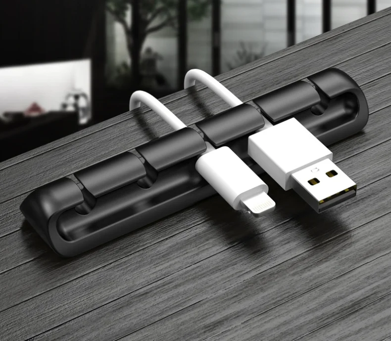 Автомобильный держатель для кабеля силиконовый органайзер usb намоточный зажим