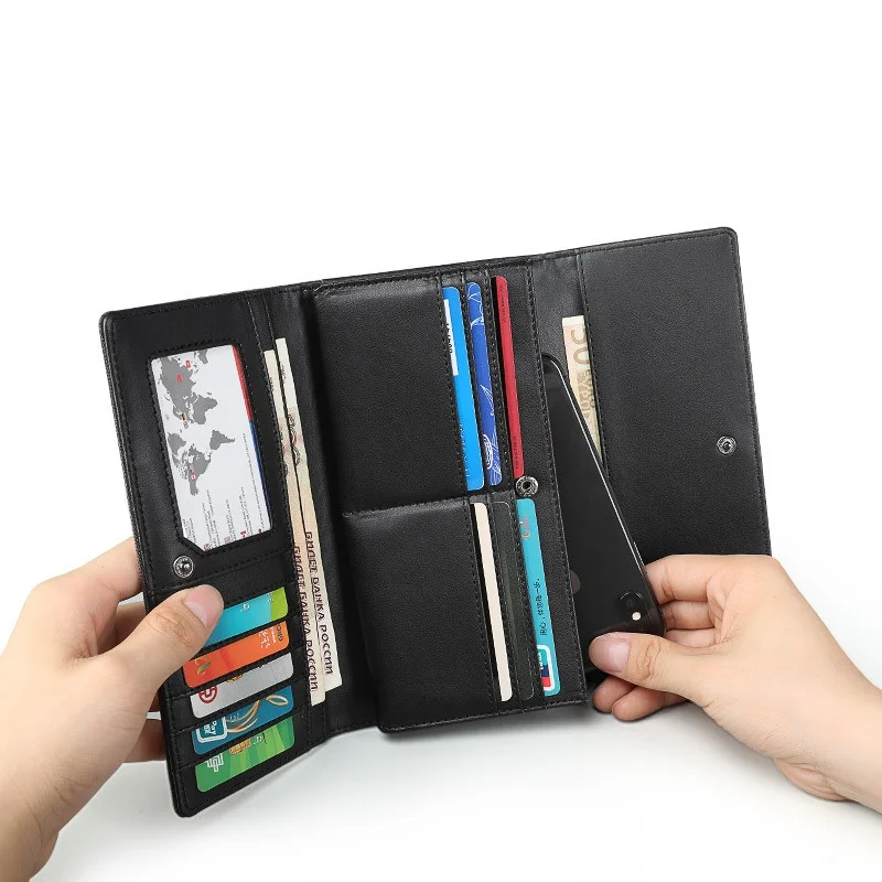 YAOKU 2023new Arrival Men 's Long Wallet Clutch Wallet Men 's Bag Multi-card Three-fold Oxford Cloth Hidden Buckle Card Holder