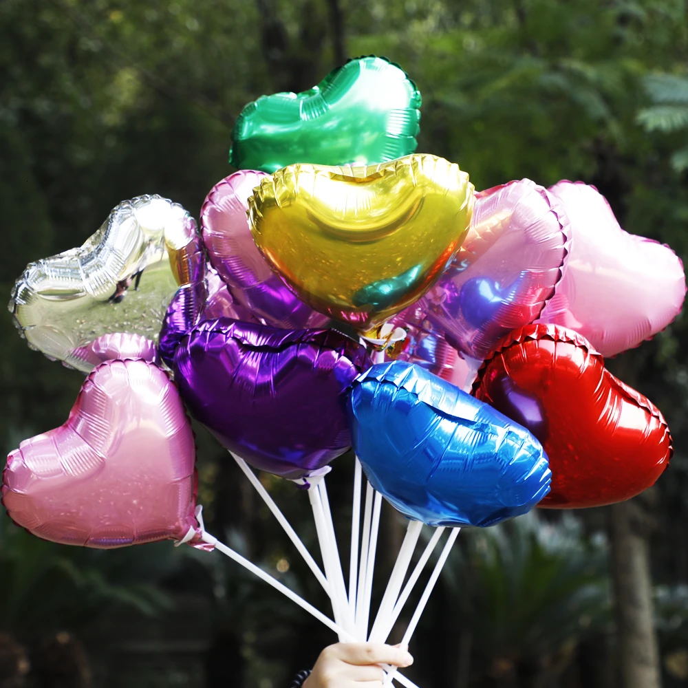 

10 шт. 10 дюймов в форме сердца с розовым надувные шары из алюминиевой фольги для дня рождения вечерние украшения игрушки для детей и взрослых ...
