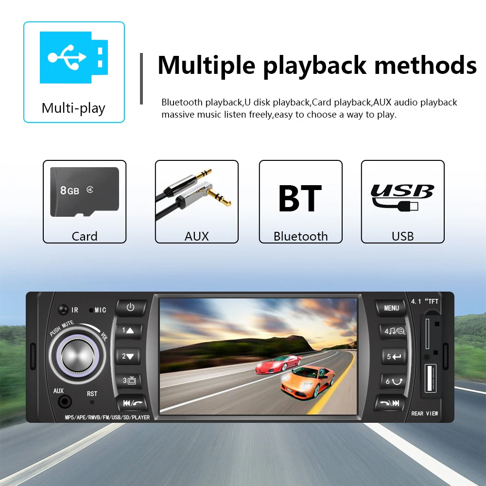 Автомагнитола AMPrime 4 1 дюйма 1din FM стерео Bluetooth с камерой заднего вида|Автомобильные