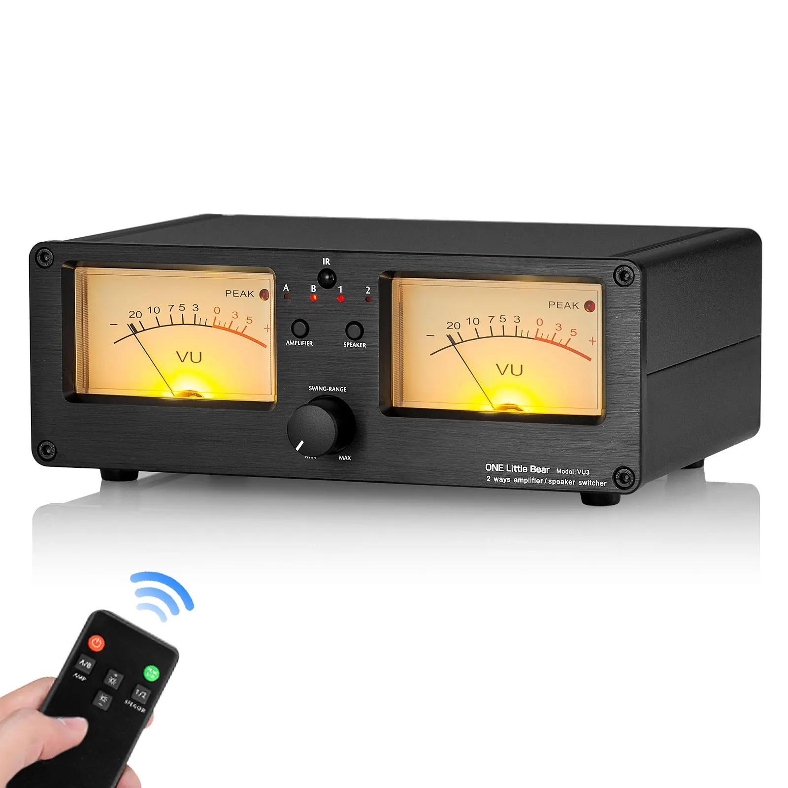 

Двухсторонний усилитель One Little Bear VU3 VU Meter, динамик с переключателем, пультом дистанционного управления, регулируемой подсветкой