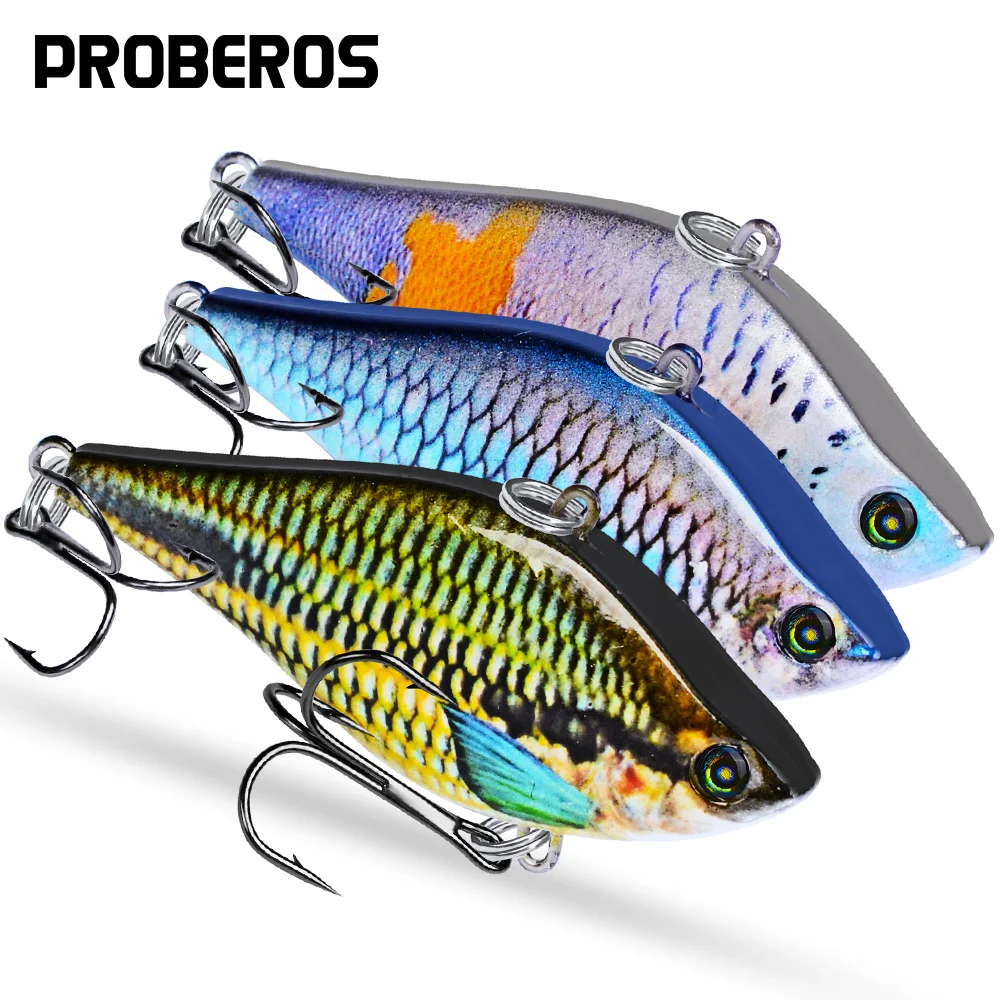 

PROBEROS рыболовные приманки 6 шт. VIB приманка 14 г-0,49 унции рыболовные снасти 6 # крючки 3D глаза приманки для окуня 6,35 см-2,5 дюйма 6 цветов VIB набор