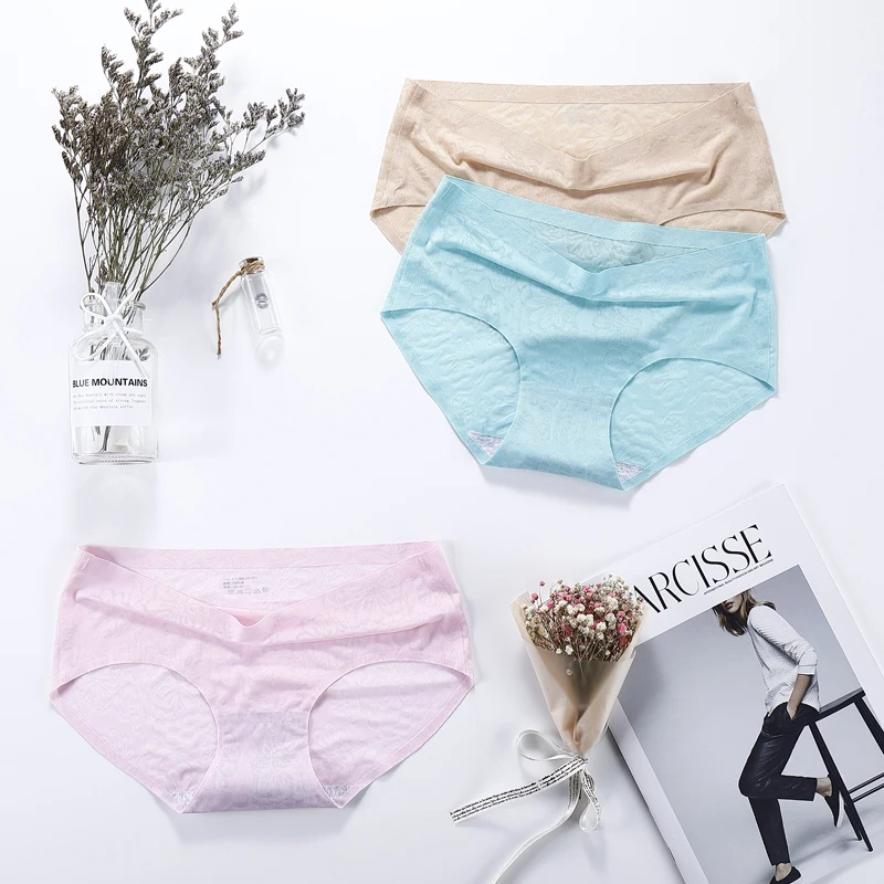 Женские Бесшовные жаккардовые трусики брифы со средней посадкой|Женские