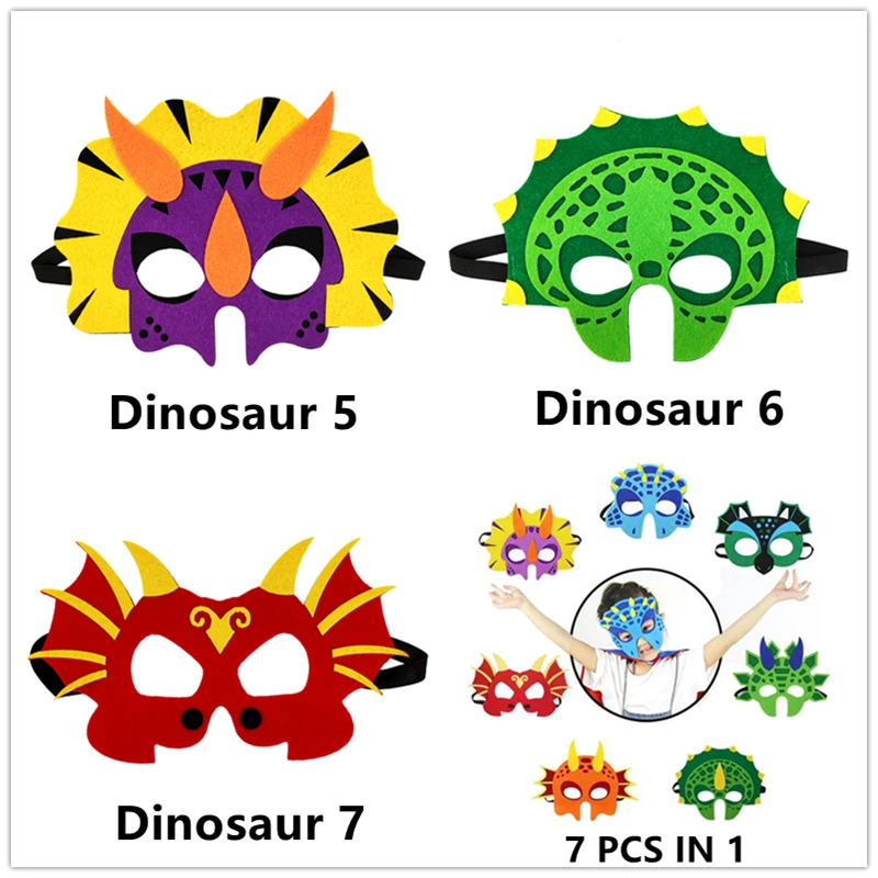 7 видов стилей динозавр Вечерние Маски войлочные Животные декоративные для