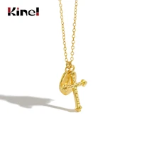 kinel cross geometry round card pendant necklace for women 925 sterling silver chain necklaces fine jewelry 2020 new