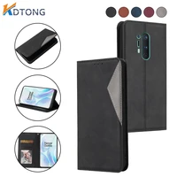 fashion magnetic clamshell splicing wallet leather case for oneplus 8 pro nord solid color card slot bracket shockproof cover