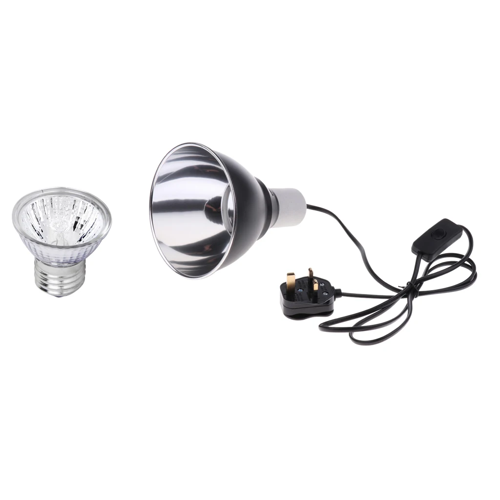 E27 50W Reptile Halogen Light Bulb UVA UVB + Dome Lamp Holder UK Plug 220V | Дом и сад