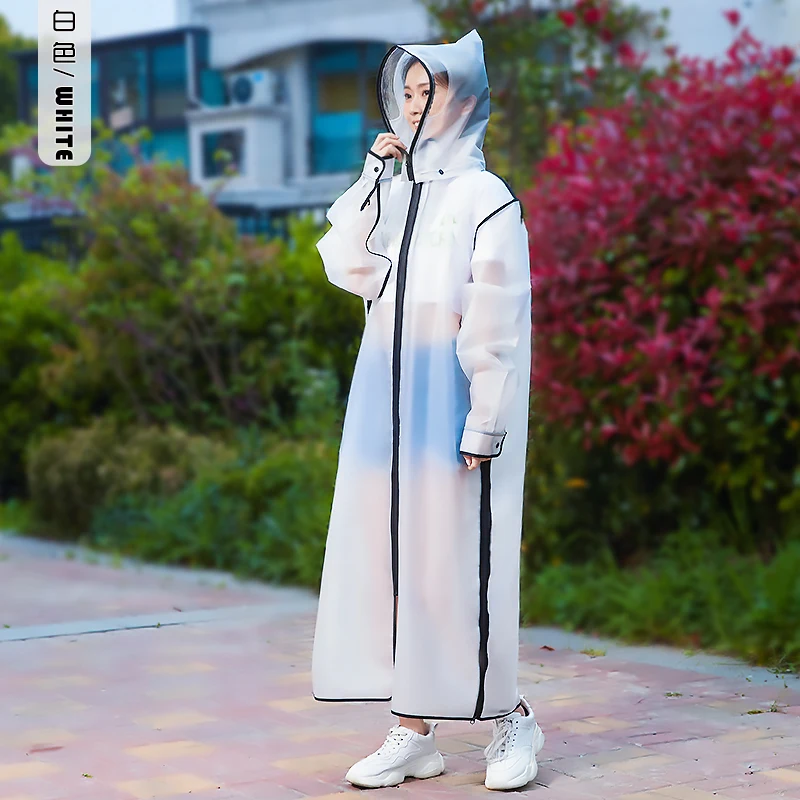 

Transparent Waterproof Raincoat Women Fashion Hiking Poncho Overall Raincoat Hooded Cloak Yagmurluk Erkek Rain Gear DE50YY