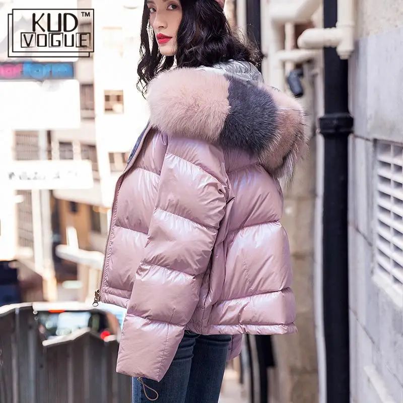 Зимняя женская куртка толстая теплая белая утиный пух парка с капюшоном верхняя