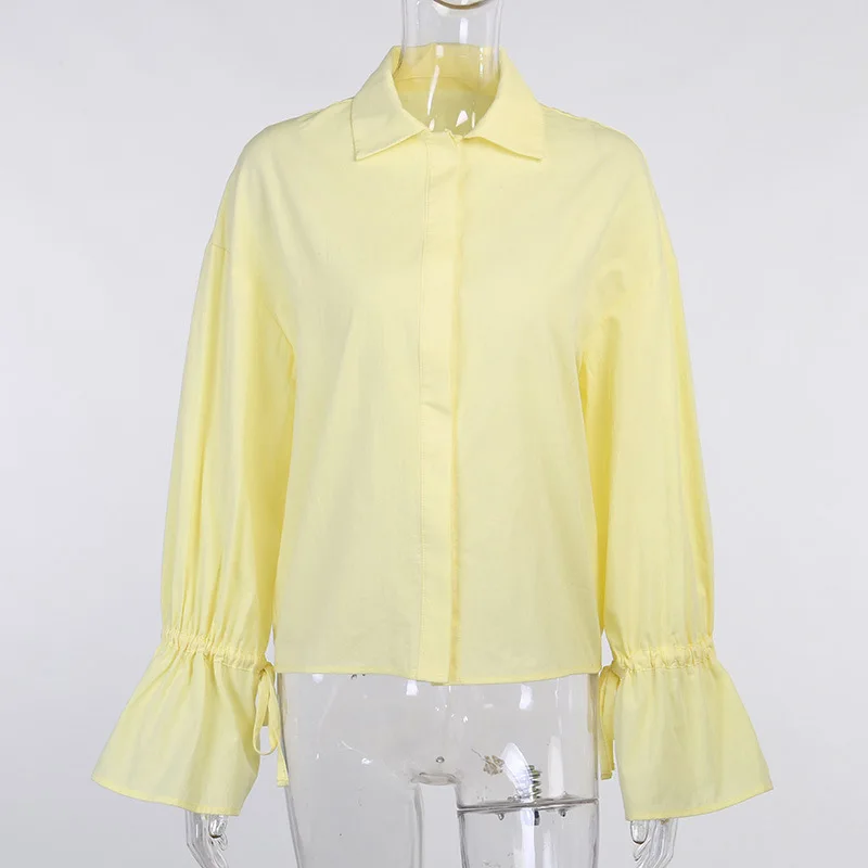 

Women Blouse Fashion Autumn Sexy Lantern Sleeve Shirt Button Vintage Turn Down Collar Office Elegant Shirt Streetwear