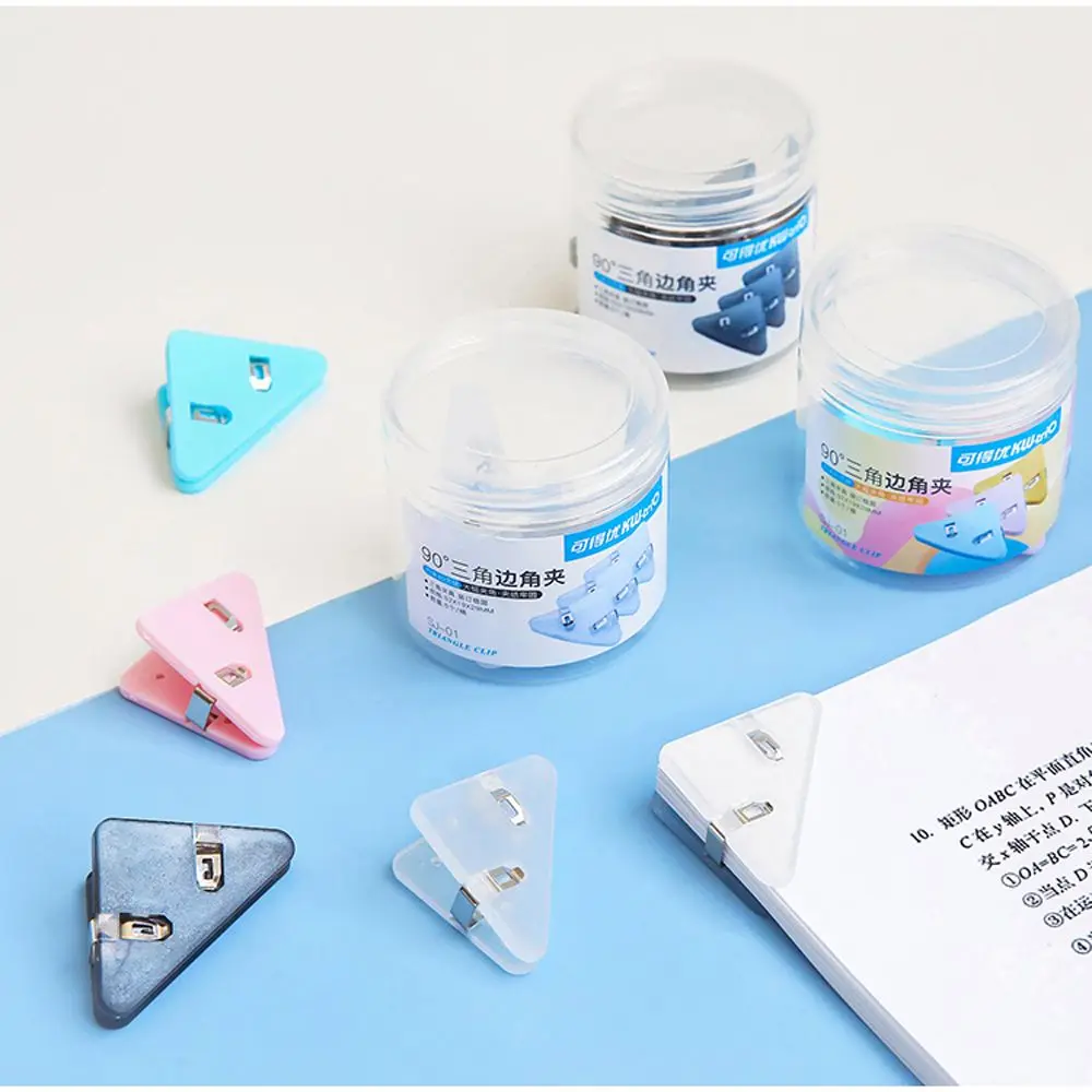 5pcs Corner Clips Triangle Transparent Page Holder Index Clamp Clip  Stationery Binding Supplies Office School Supplies