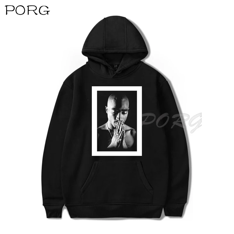 Толстовка в стиле Харадзюку для мужчин и женщин свитшот с капюшоном Tupac 2PAC Rap хип