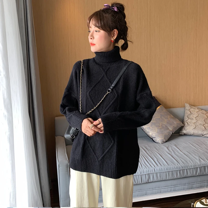 

Make new winter sets loose han edition lazy turtleneck thick line long western style in the fashion to wear a sweater