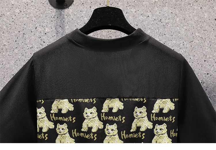 

Summer Women Cartoon Cat Print Mini Dress 2021 Plus Size Fashion V-neck Ruffle Patchwork Flare Sleeve Ladies Loose Chiffon Dress