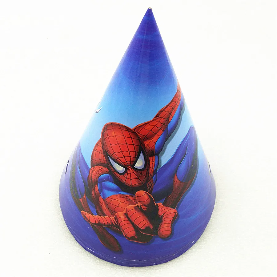 6 шт. товары для дня рождения человека паука бумажные шапки детского душа Детские