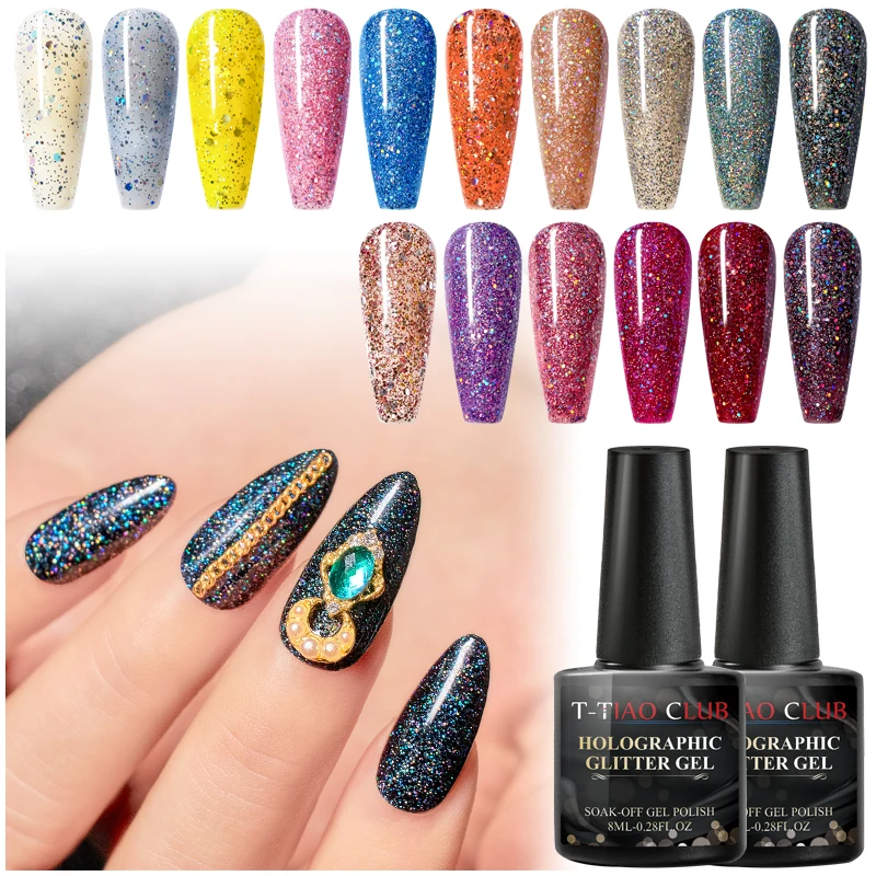 УФ СВЕТОДИОДНЫЙ Цветной Гель лак для ногтей с блестками полуперманентный