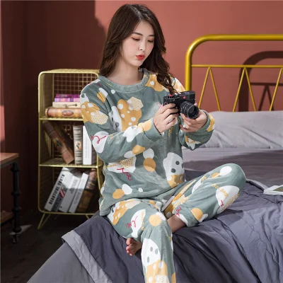 2020 рождественские пижамы для взрослых женщин теплая фланелевая одежда сна