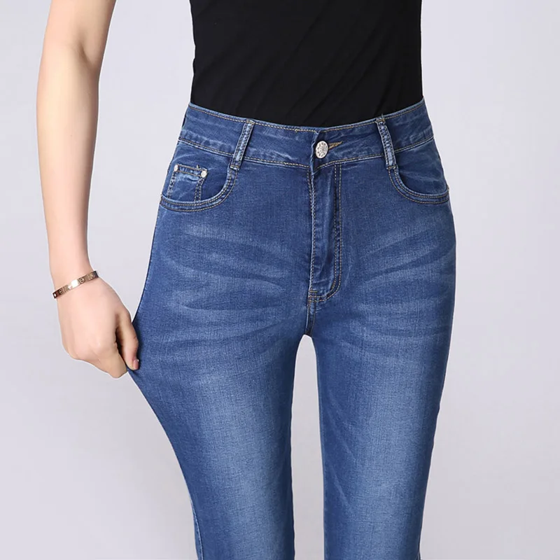 Джинсы Jbersee женские с завышенной талией до колен эластичные штаны из денима лето