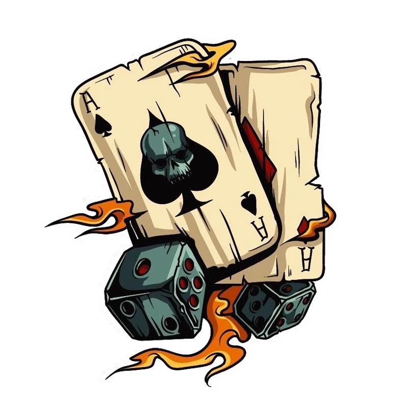 Давасару мультфильм череп Тузы кости азартные игры Наклейка ПВХ мотоцикл