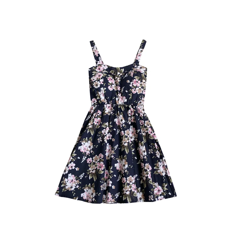 

2021 Summer New Beach Short Dresses Women Suspender Holiday Style Tropical Printing Sleeveless High Waist Sweet Dresses