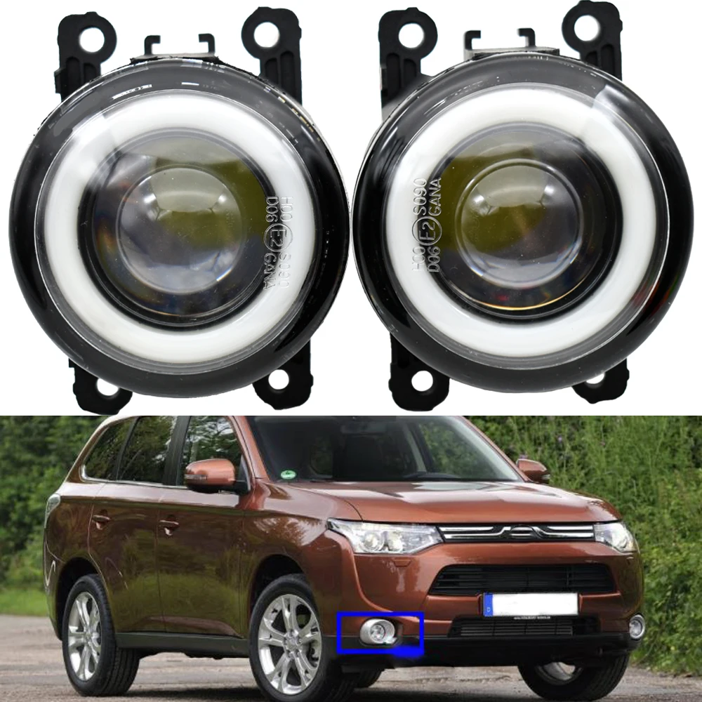 

Автомобильные светодиодные противотуманные светильник для Mitsubishi Outlander CW0 2013-2019 2in1 LED Ангельские глазки DRL дневная ходовая лампа объектив тум...