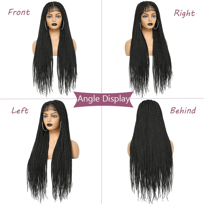 Saisity Ombre Synthetic Long Lace Wigs 30 Inch  Box Braided Wigs For  Braided Wig Fake Scalp Heat Resistant Braiding Hair