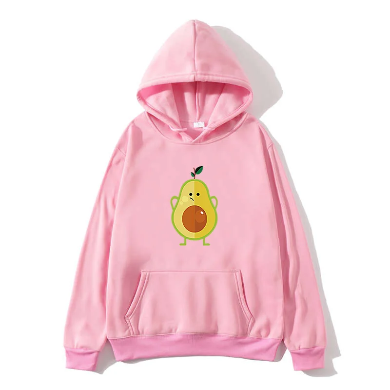 2020 Harajuku Hoodies Women Winter Long Sleeve Cute Avocado Print Oversized Sweatshirt Ulzzang Streetwear Funny Graphic Pullover