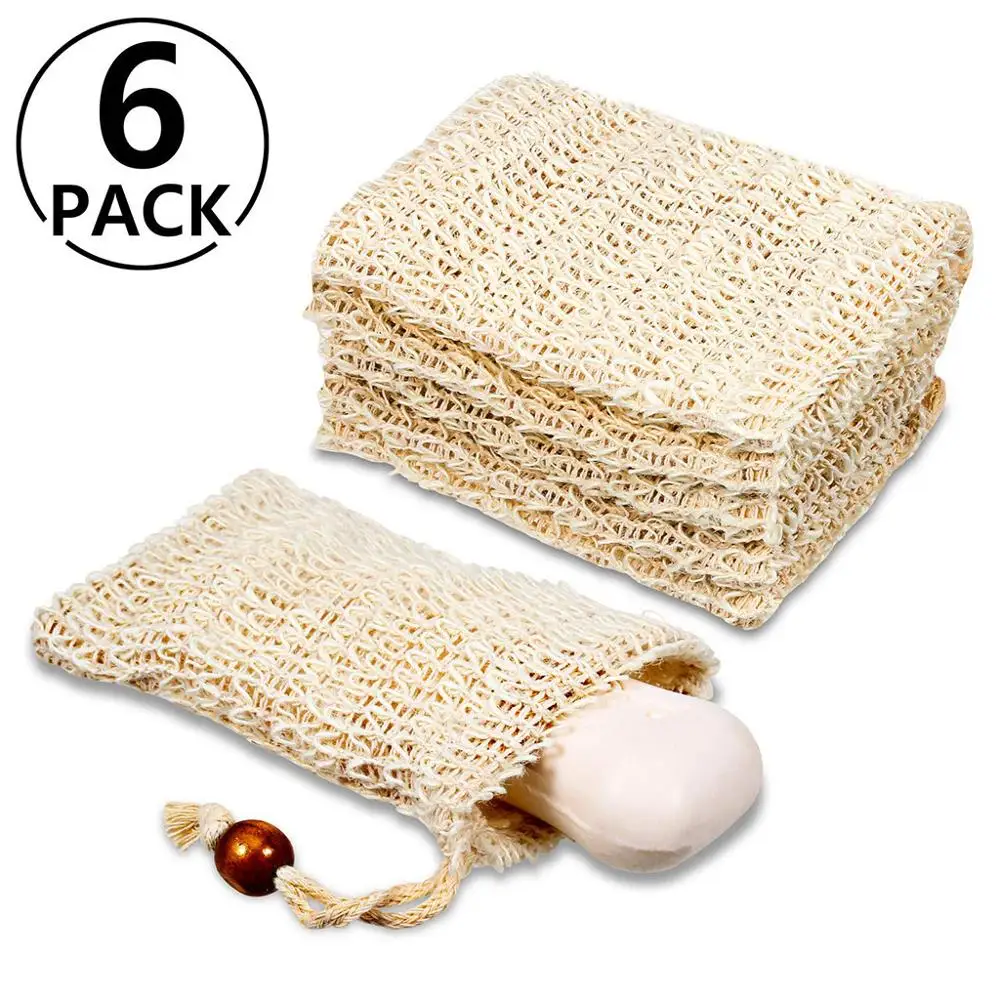 6 шт./компл. натуральная сизальная сумка для мыла блистерная сетка пенящаяся