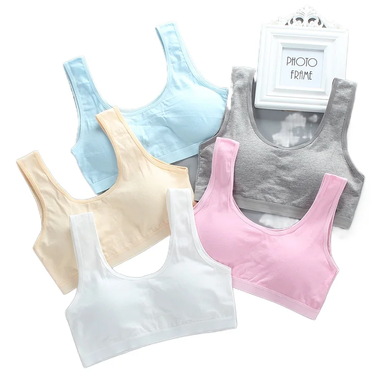 

10pc 8-14T Teen Bras Girl Top Vest Spandex Topic Girl's Sport Adolescente Kids Teenagers Underwear Racerback Training Bras 12