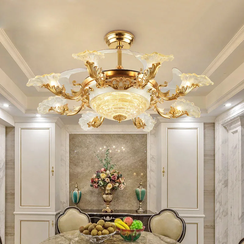 Европейский роскошный Невидимый вентилятор лампа дистанционного управления