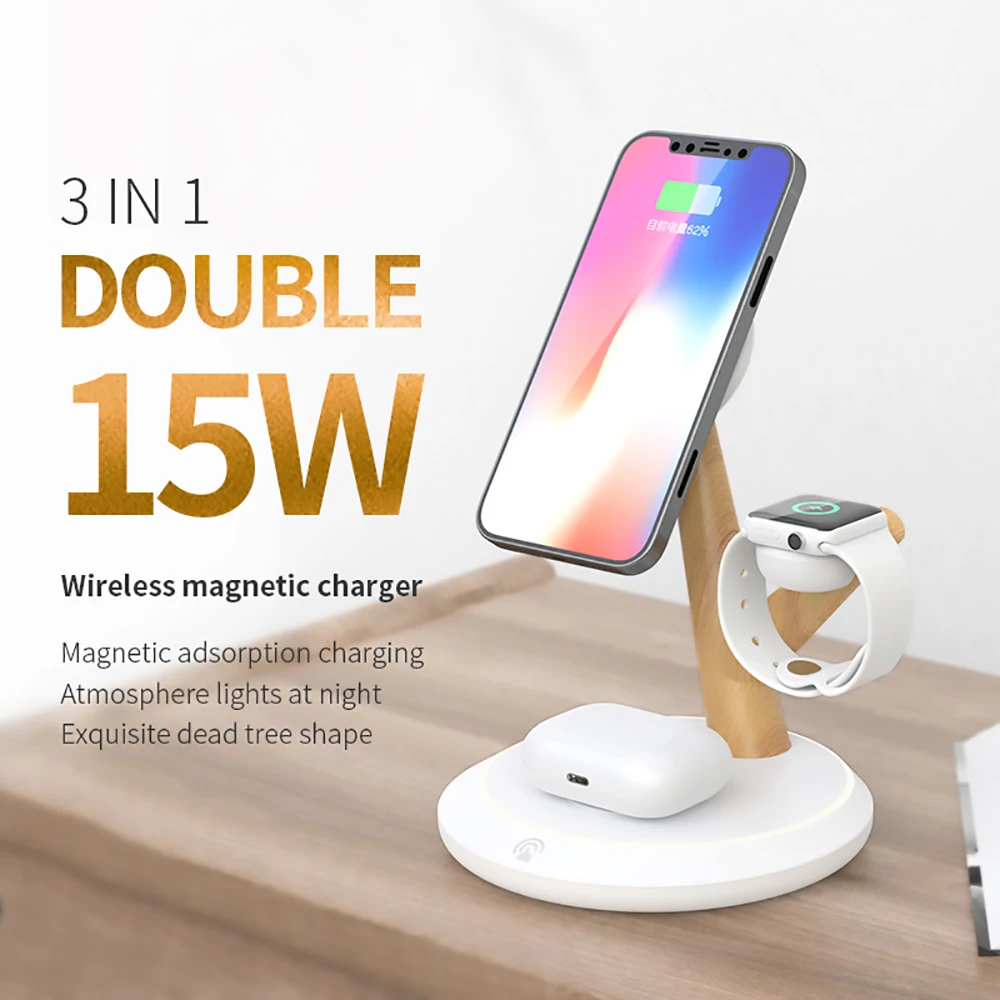 bonola magnetic wireless charger 4 in 1 stand for iphone 13 12 pro max wireless charging station for apple watch 7 6airpods 3 free global shipping