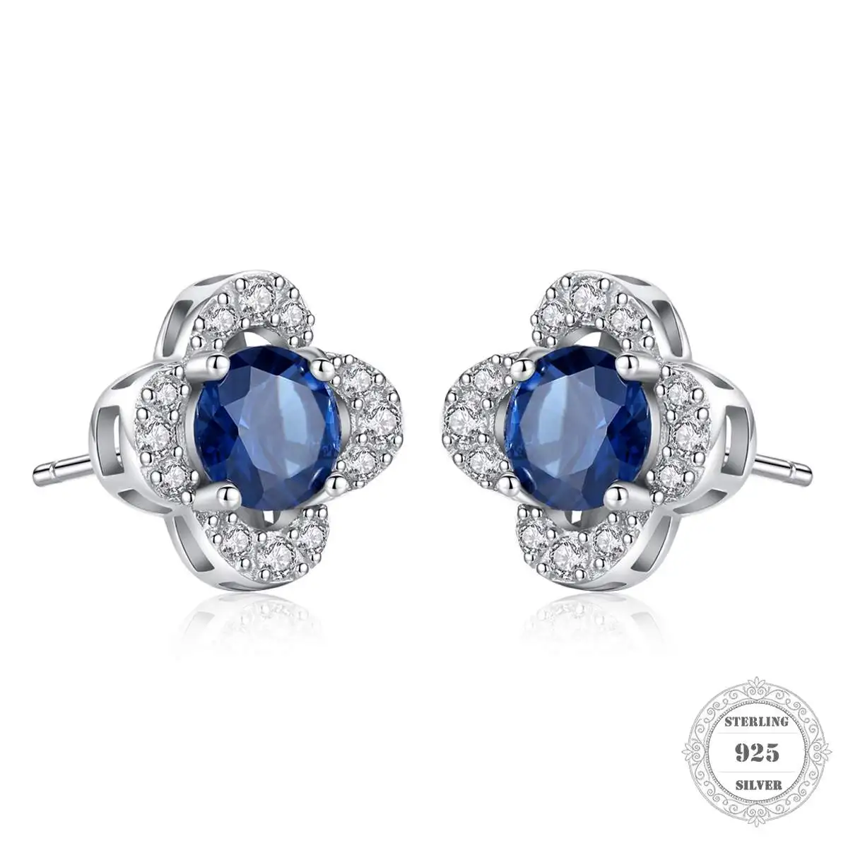 Серьги гвоздики с голубым цветком модные ювелирные изделия из стерлингового