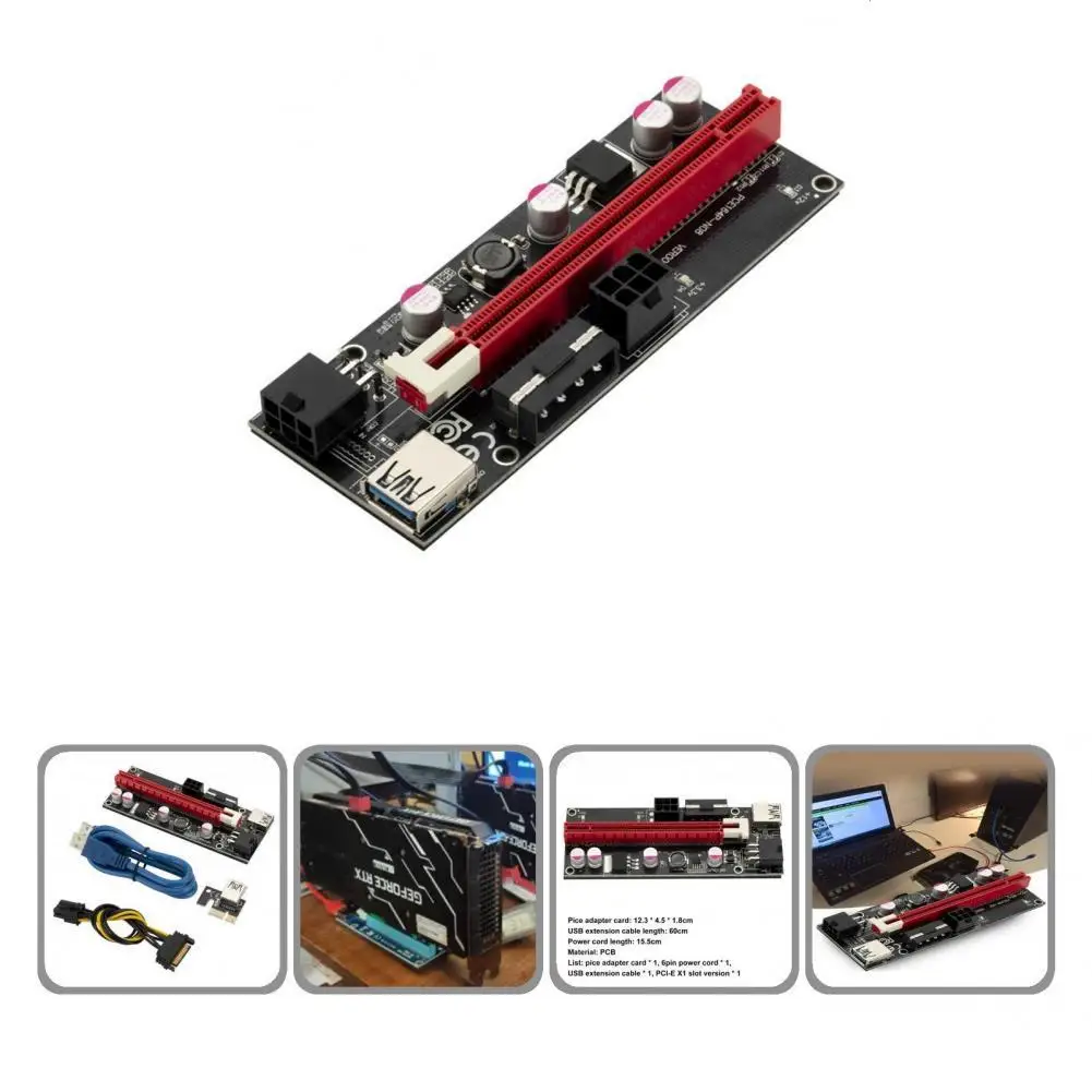 

Портативный полезный кабель питания платы Райзера VER009S 1X до 16X PCB PCI-E кабель питания Райзера Plug Play для видеокарты