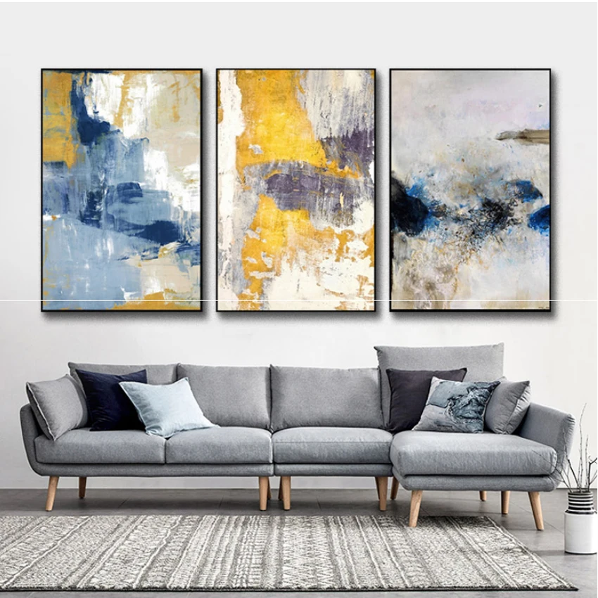 Cheap 3 pieces Modern abstract High quality Handmade oil painting on canvas wall art hanging picture for living room bedroom |
