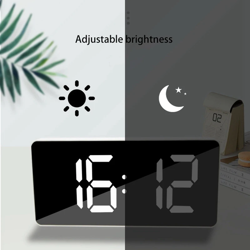

LED Large Display Clocks with Mirror Snooze Dual USB ,for Bedroom