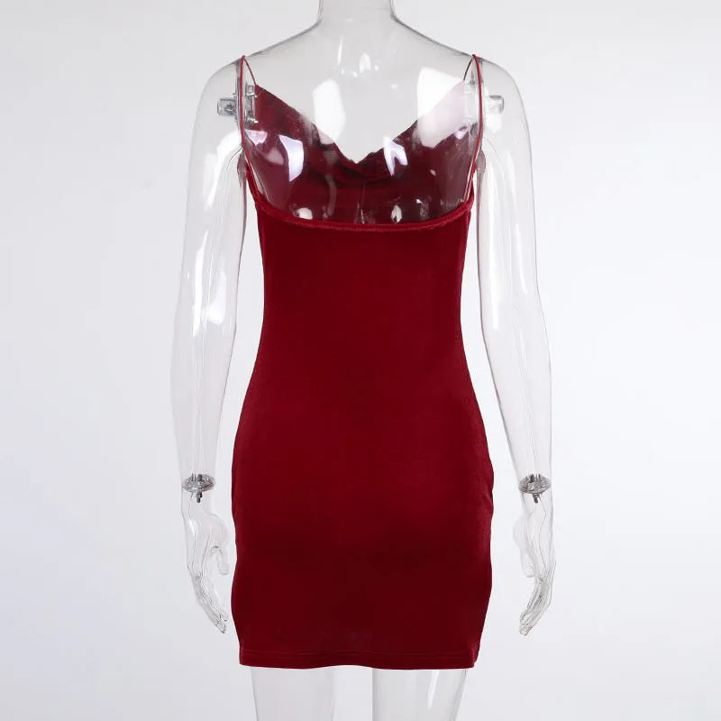 

AIIOU 2021 Autumn Spaghetti Straps Cotton Sheath Backless Mini Dress Women Sexy V-Neck Solid Sexy Party Dresses Party Club