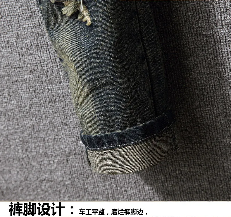 

European American style fashion slim men's jeans New brand hole jeans ripped dropshipping hot sale plus size cotton denim pants