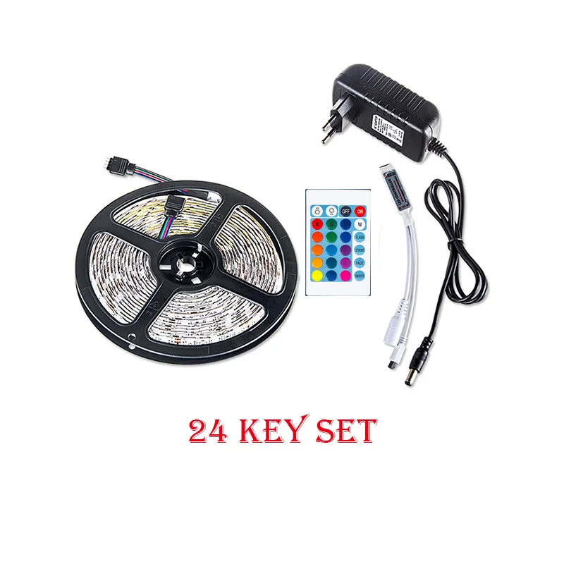 5 м 5050 светодиодная лента светильник DC12V RGB освещение кухонного шкафа праздничный декор светодиодный лента 60 светодиодный s/M водонепроницаемый тв подсветка - Цвет: 24 Key Set
