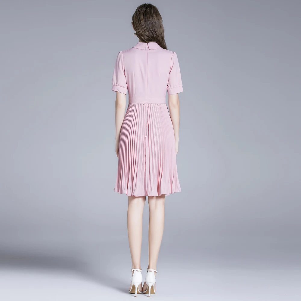 Платья для летней вечеринки 2021 года с винтажным элегантным воротником Питера Пэна, вышивкой кружева, пустотелой высокой талией и плиссированной юбкой